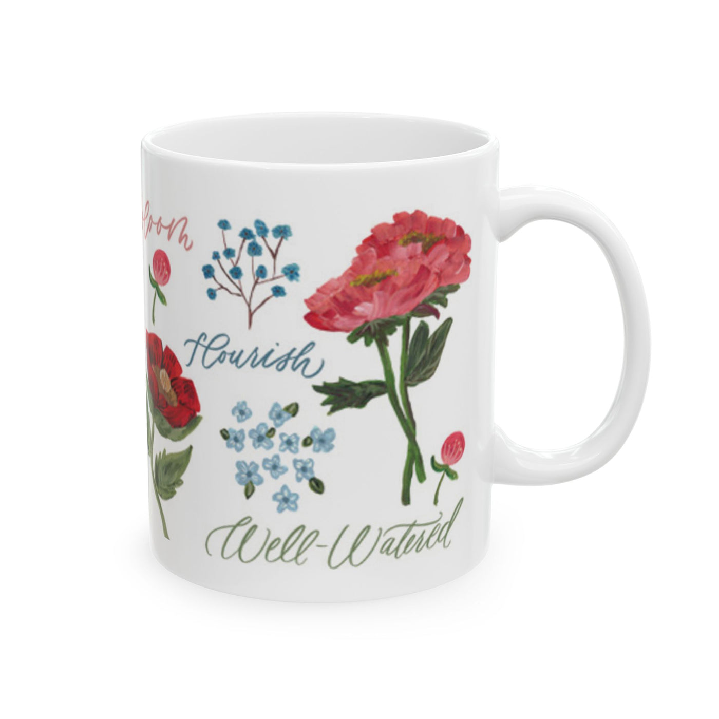 Floral Wrap-Around Coffee Mug (11oz ceramic)