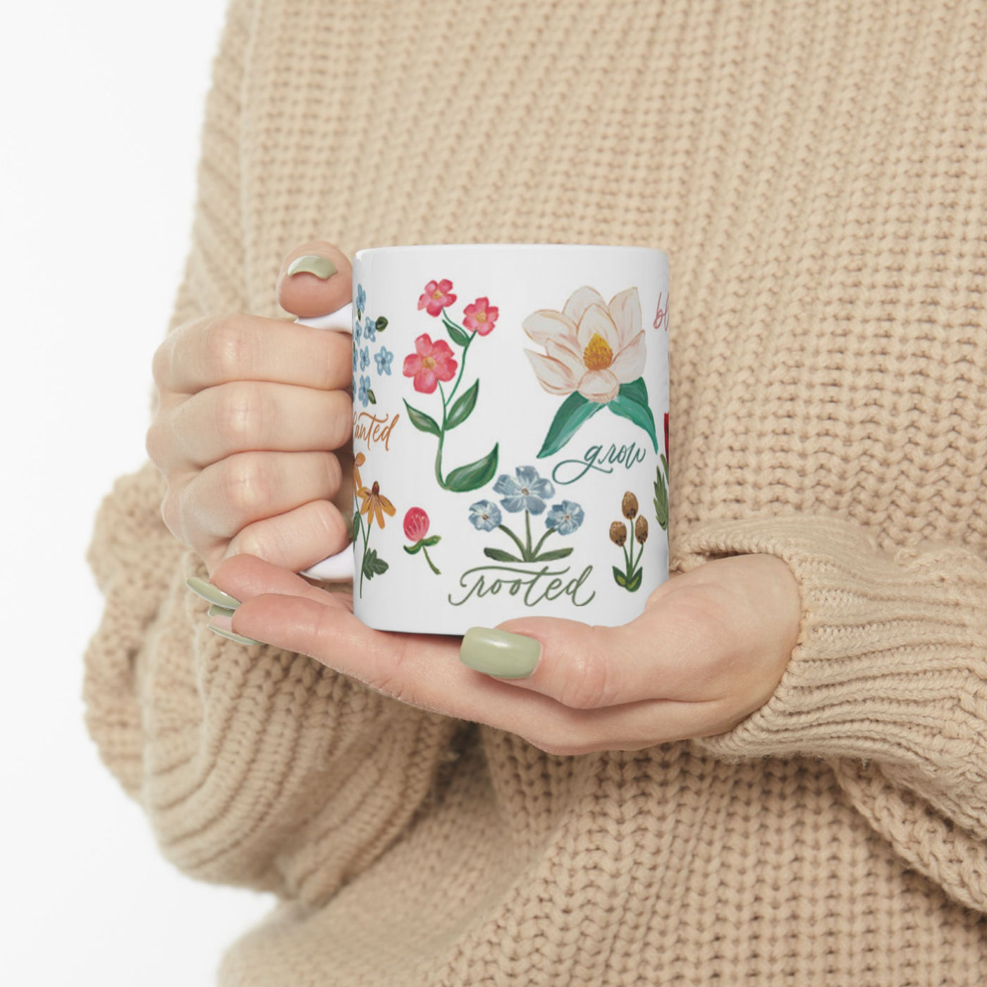 Floral Wrap-Around Coffee Mug (11oz ceramic)