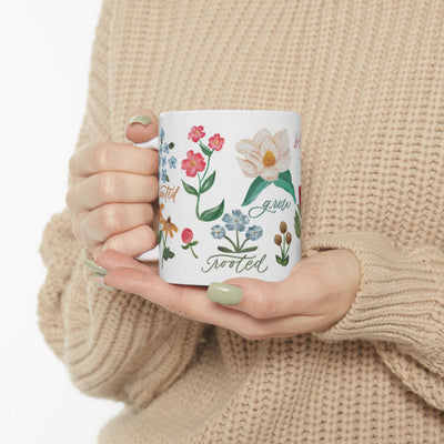 Floral Wrap-Around Coffee Mug (11oz ceramic)
