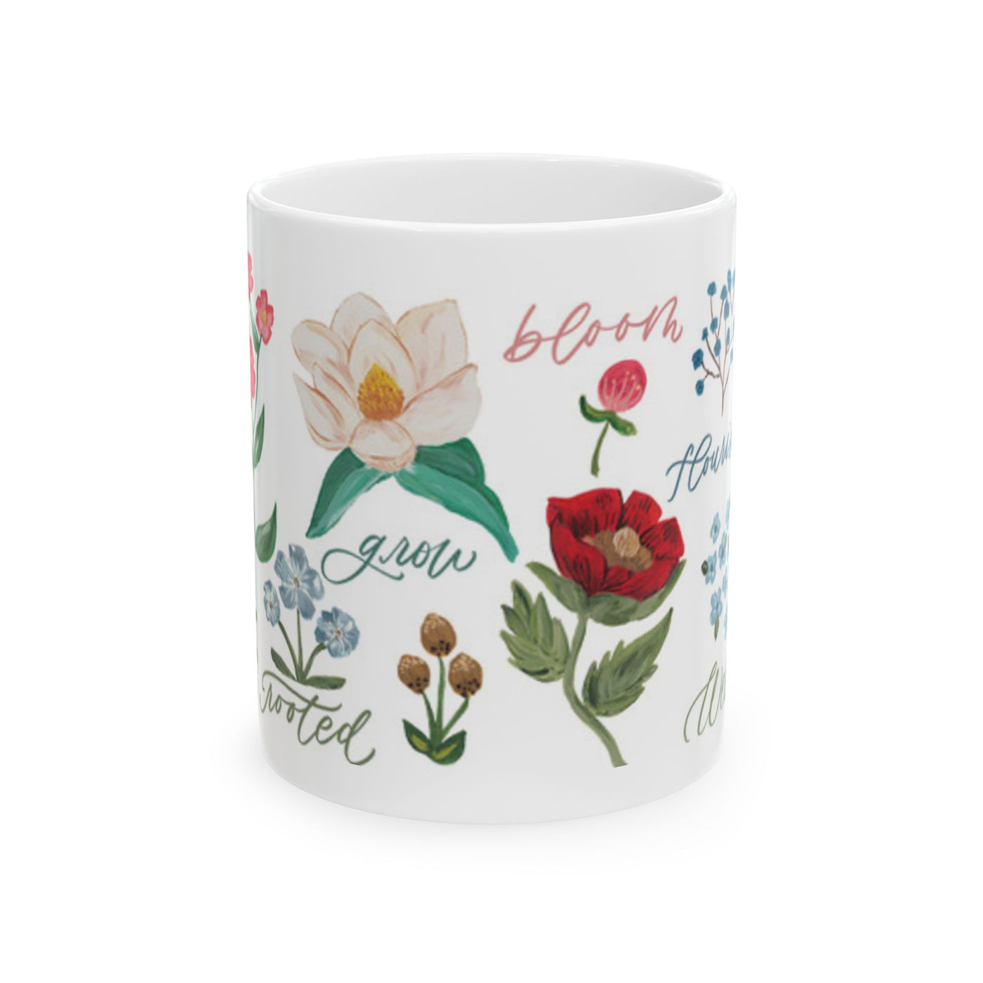 Floral Wrap-Around Coffee Mug (11oz ceramic)
