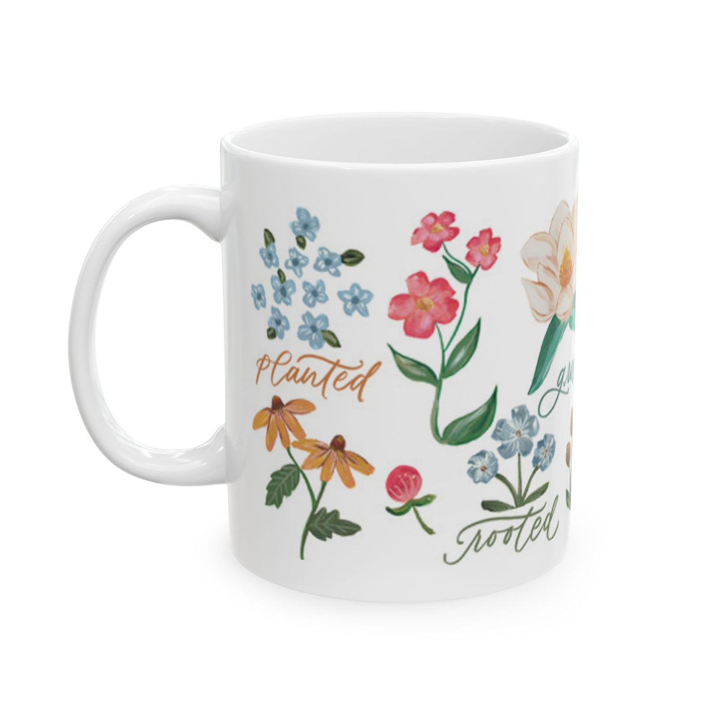 Floral Wrap-Around Coffee Mug (11oz ceramic)